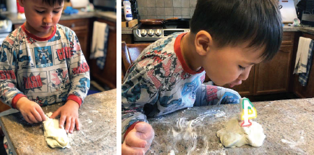 Child plays with homemade play dough